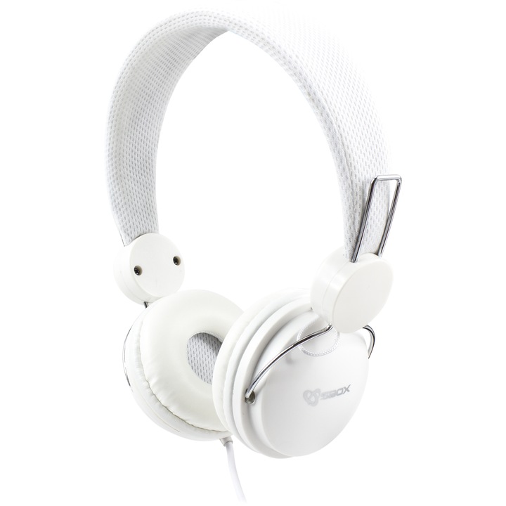 Аудио слушалки On Ear SBox HS-736W, С кабел, Бял