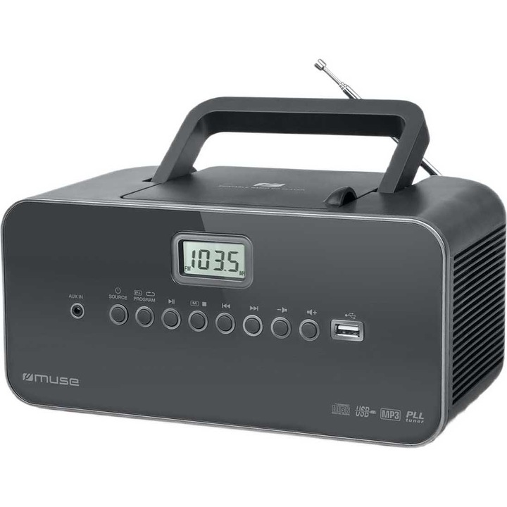 Аудио система Muse M-28 DG, CD, Радио, Черен