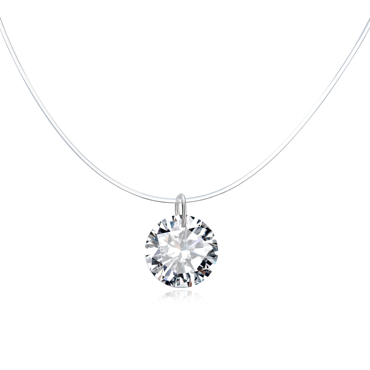 Colier Dama, Nevermore, Chocker Cristal cu Guta Elastica Transparent, 45 cm