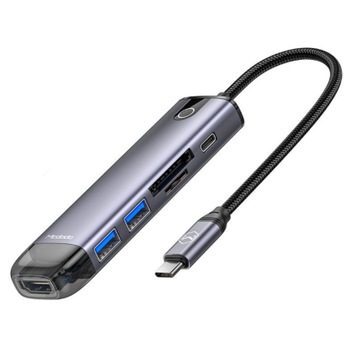 Hub Mcdodo 6in1 USB-C, RJ-45, VGA, HDMI, 4K, pentru Macbook M1 Hub Mcdodo 6in1 USB-C, RJ-45, VGA, HDMI, 4K, pentru Macbook M1
