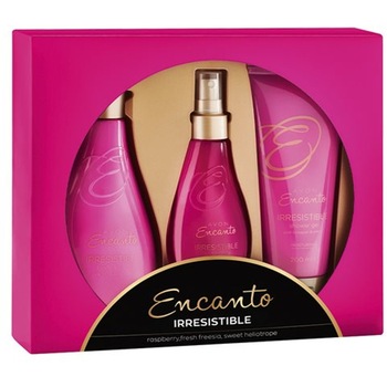 Cutie 3 produse Encanto Irresistible, Avon- Lotiune de corp 250 ml, Spray de corp 100ml, Gel de dus 200ml Cutie 3 produse Encanto Irresistible, Avon- Lotiune de corp 250 ml, Spray de corp 100ml, Gel de dus 200ml