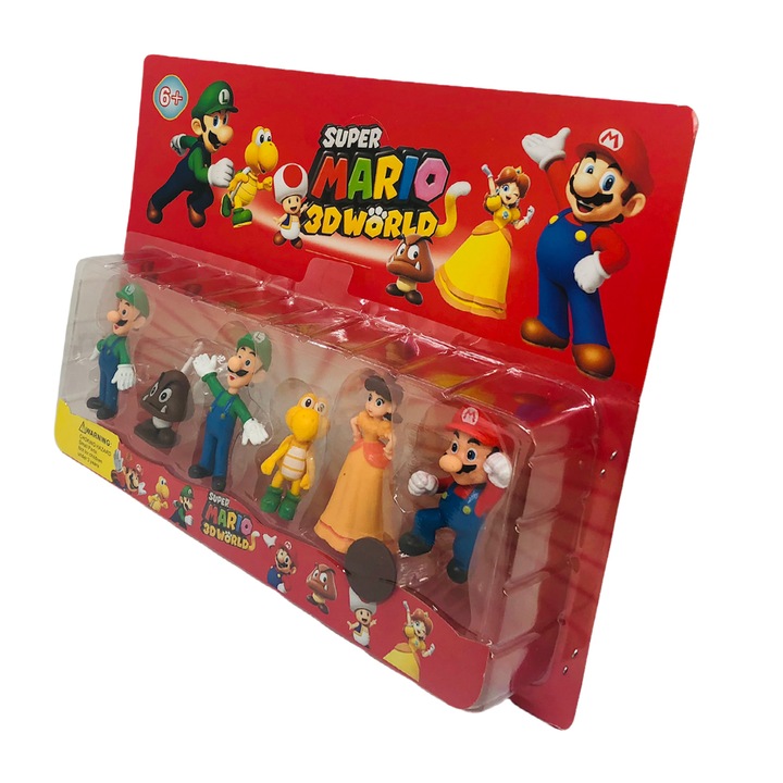 Set 6 Figurine, Shop Like A Pro®, Super Mario si Luigi 3D worlds, 6-8 cm