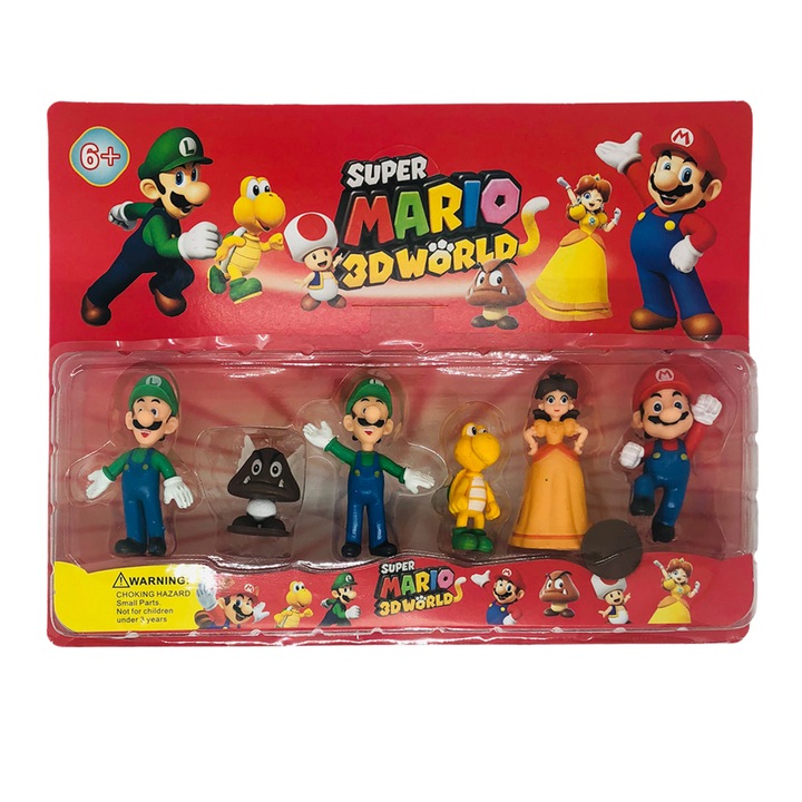 Set 6 Figurine, Shop Like A Pro®, Super Mario si Luigi 3D worlds, 6-8 cm