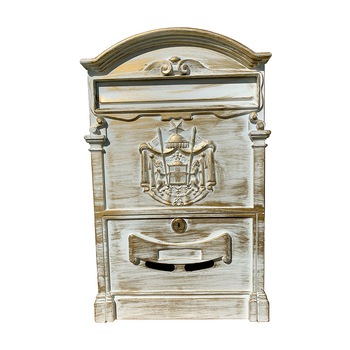 Cutie postala exterior alba, aluminiu antichizata auriu, 255x90x400mm, Ferrobrand Cutie postala exterior alba, aluminiu antichizata auriu, 255x90x400mm, Ferrobrand