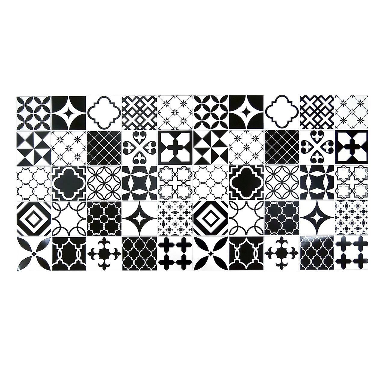 Panou decorativ, PVC, model mozaic, alb si negru, 96x48.5 cm