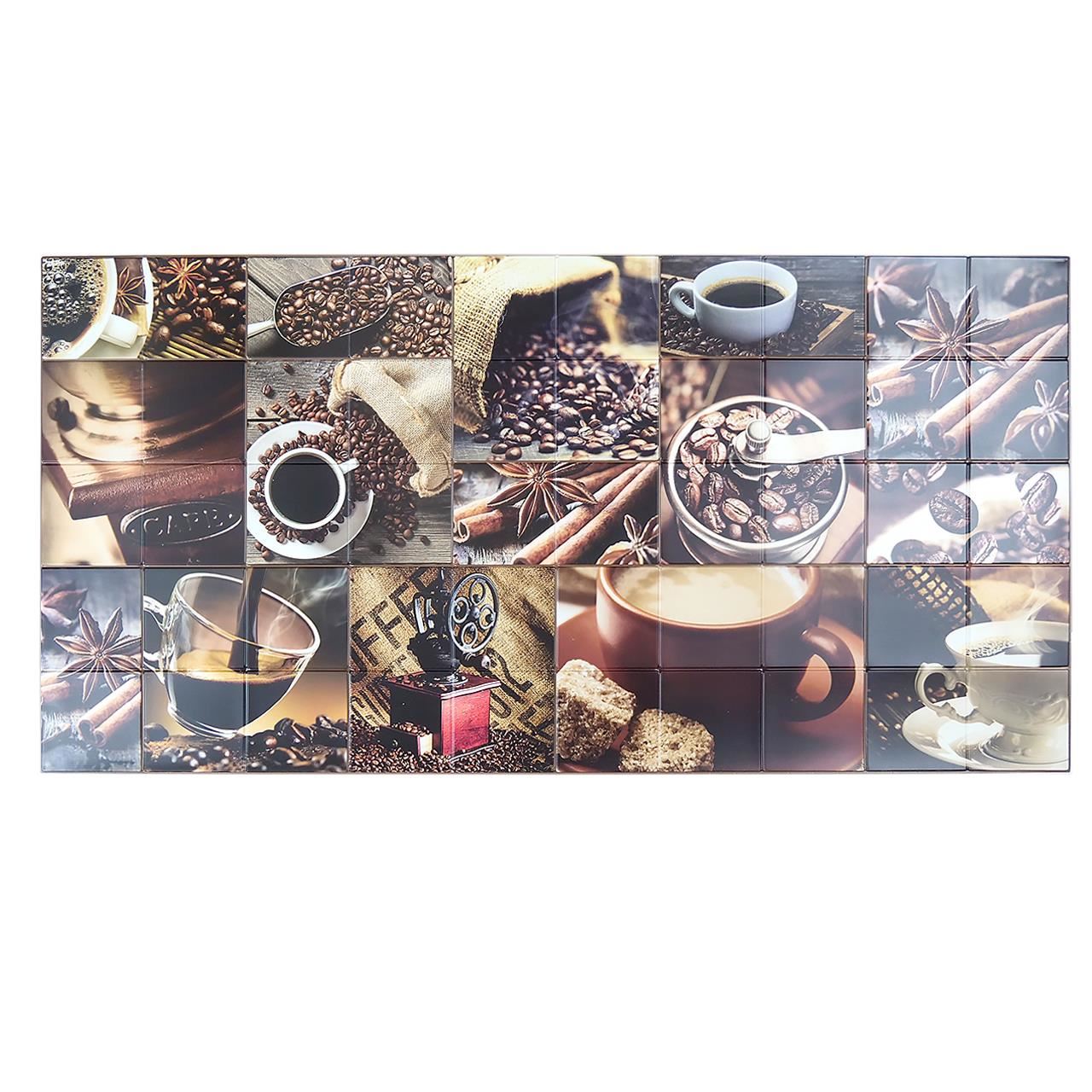 Panou decorativ, PVC, model cafea, maro si crem, 96x48.5 cm