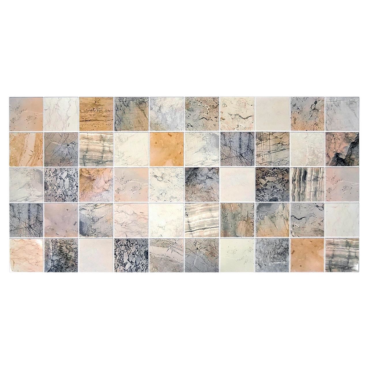 Panou decorativ, PVC, model marmura, crem si gri, 96x48.5 cm