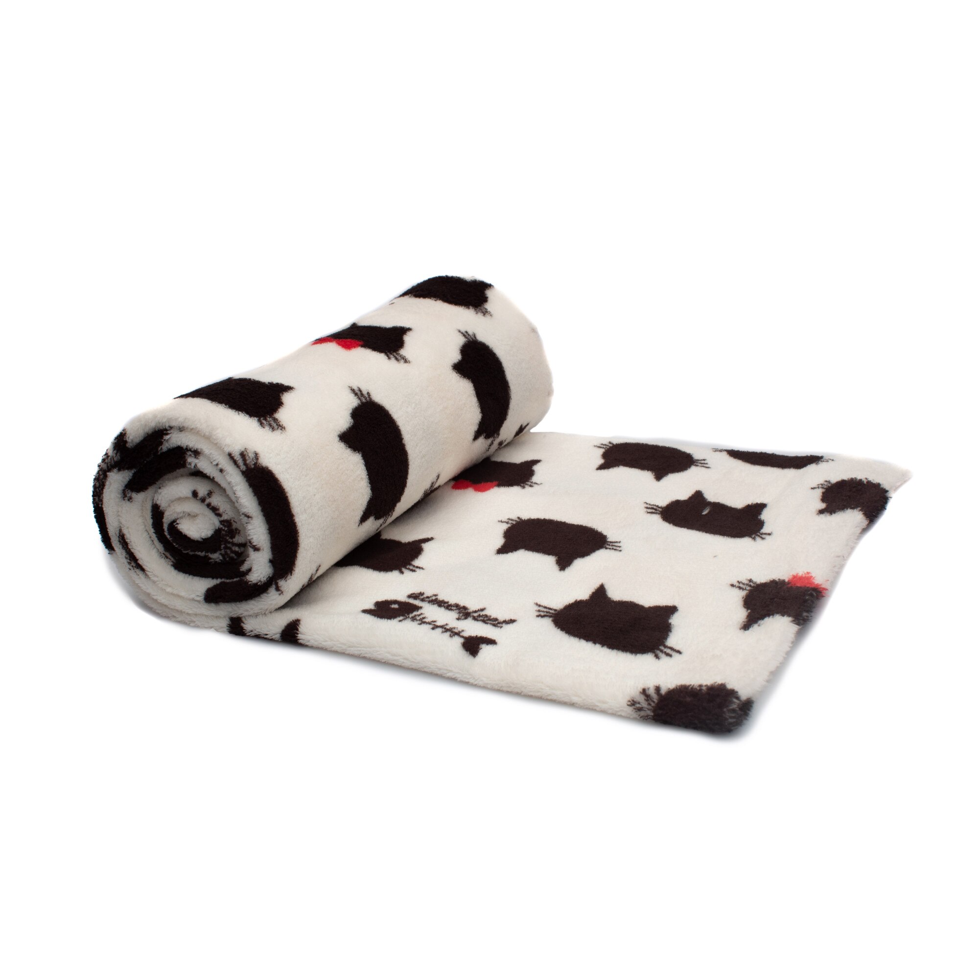 Tricotat Minky Plus, bilaterala, imprimate model cu pisici, dimensiune 50 cm x 180 cm