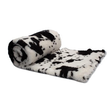 Tricotat Minky Plus, bilaterala, imprimate model de vaca, culoare Negru, dimensiune 50 cm x 180 cm Tricotat Minky Plus, bilaterala, imprimate model de vaca, culoare Negru, dimensiune 50 cm x 180 cm