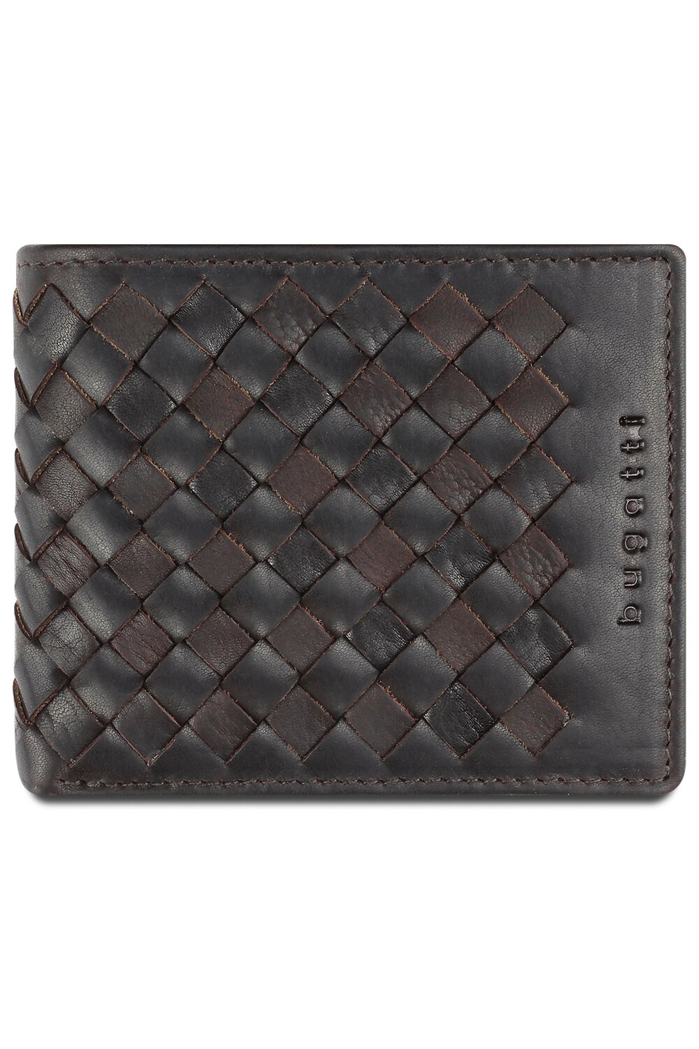 Portofel barbati, bugatti, seria Woven, 49610902, 11 x 10, piele naturala, maro