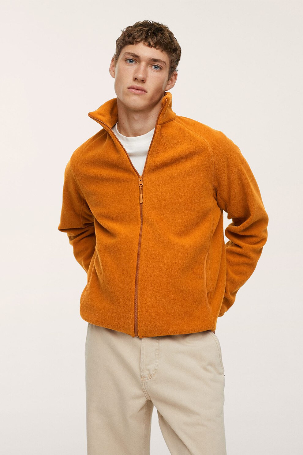 Mango, Bluza sport din fleece cu fermoar Caldes, Portocaliu