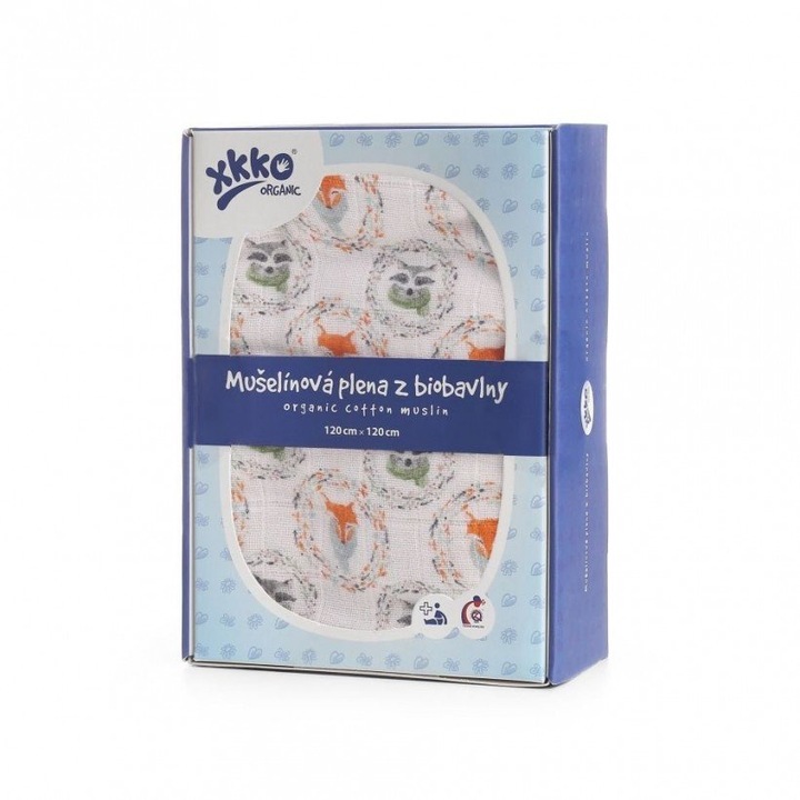 XKKO, Pelenka MBM, bambusz / pamut, többszínű, 120x120 cm