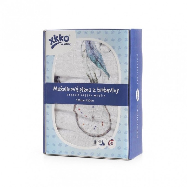 XKKO, Pelenka MBM, bambusz / pamut, többszínű, 120x120 cm