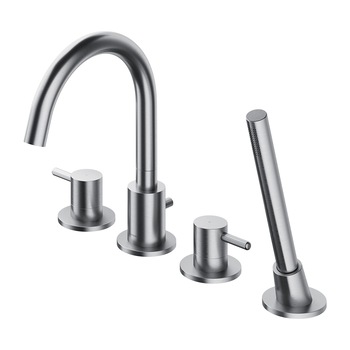 Baterie cada OMNIRES Y,Nichel,finisaj periat PVD, 4 gauri, perlator, montaj pe cada Baterie cada OMNIRES Y,Nichel,finisaj periat PVD, 4 gauri, perlator, montaj pe cada