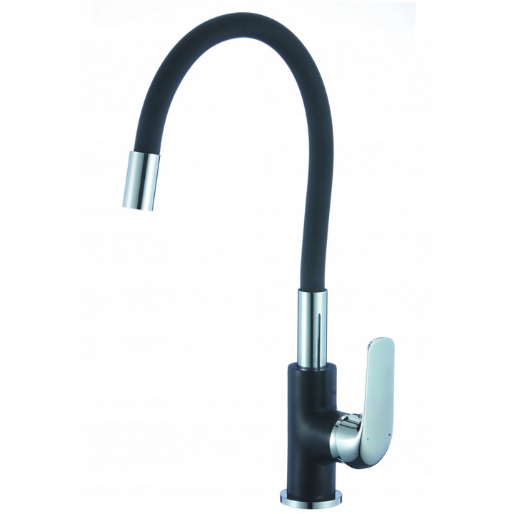 Csaptelep a mosogatóhoz, fekete, rugalmas csatorna