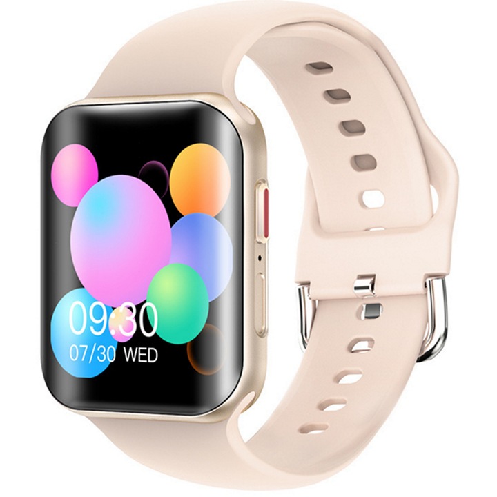 Smartwatch Pro Detail idealStore, Извит екран 1,54 инча, Водоустойчив, iOS и Android съвместим, Гласово повикване, Пълен пулс, Наблюдение на съня, Спорт, Злато