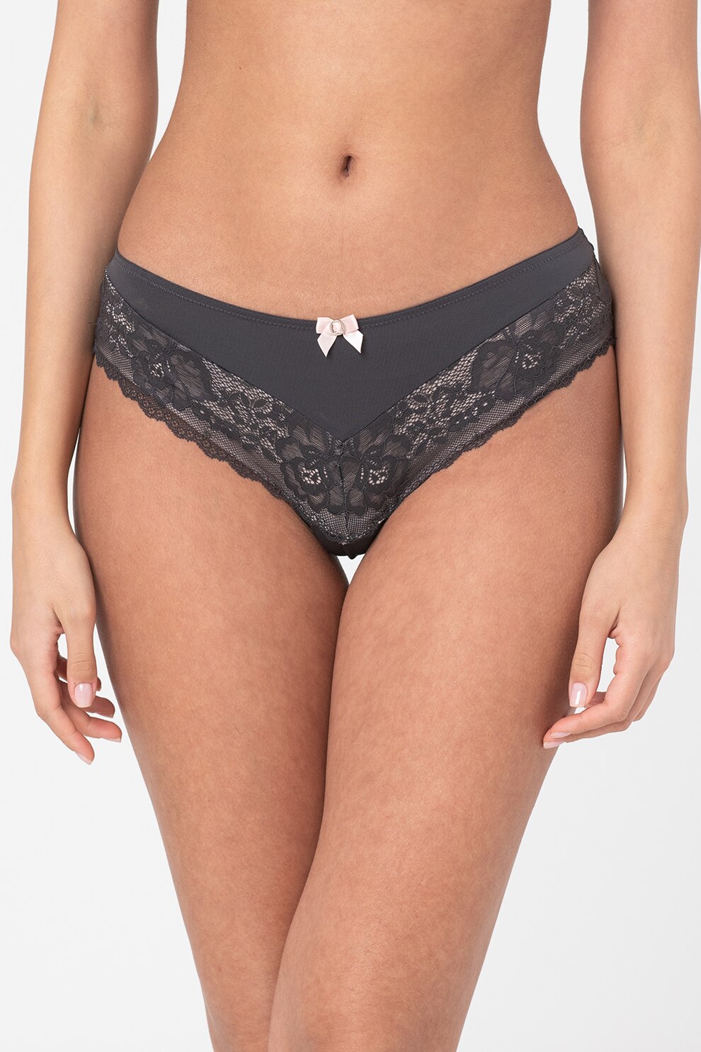 Hunkemoller, Chiloti brazilieni cu insertii de dantela Dseresa, Gri carbune
