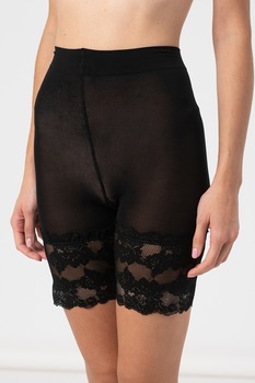 Hunkemoller, Colanti scurti cu insertii din dantela, Negru, M-L Hunkemoller, Colanti scurti cu insertii din dantela, Negru, M-L