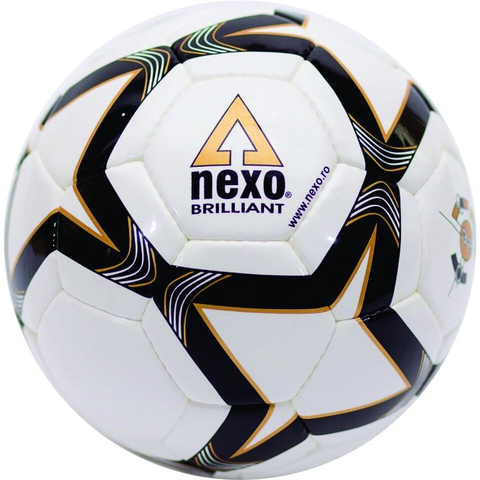 Minge fotbal NEXO Brilliant alb/negru, marimea 5