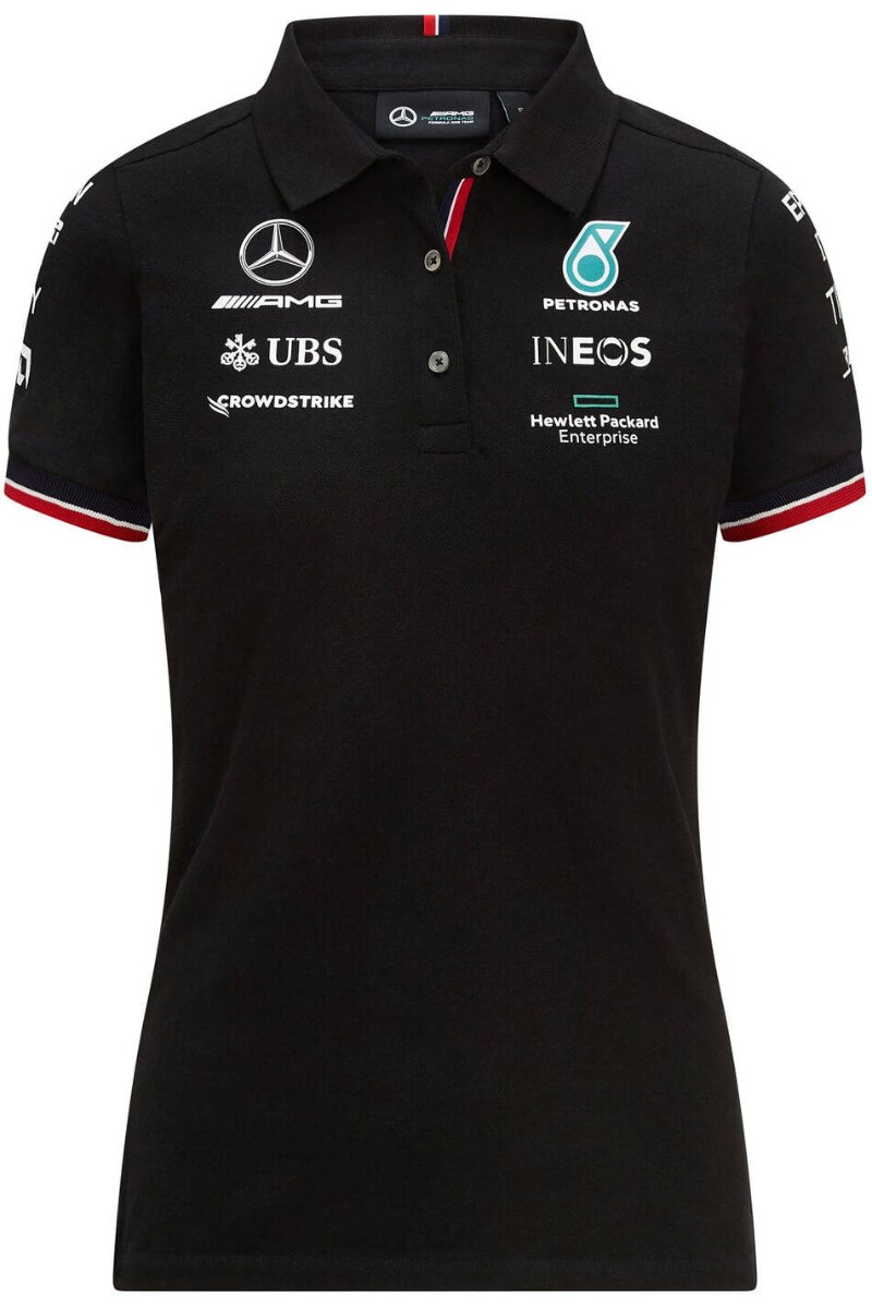 Tricou polo de dama Mercedes AMG Petronas F1, Negru