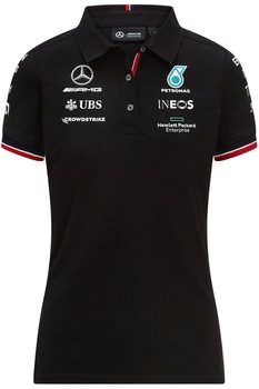 Tricou polo de dama Mercedes AMG Petronas F1, Negru Tricou polo de dama Mercedes AMG Petronas F1, Negru