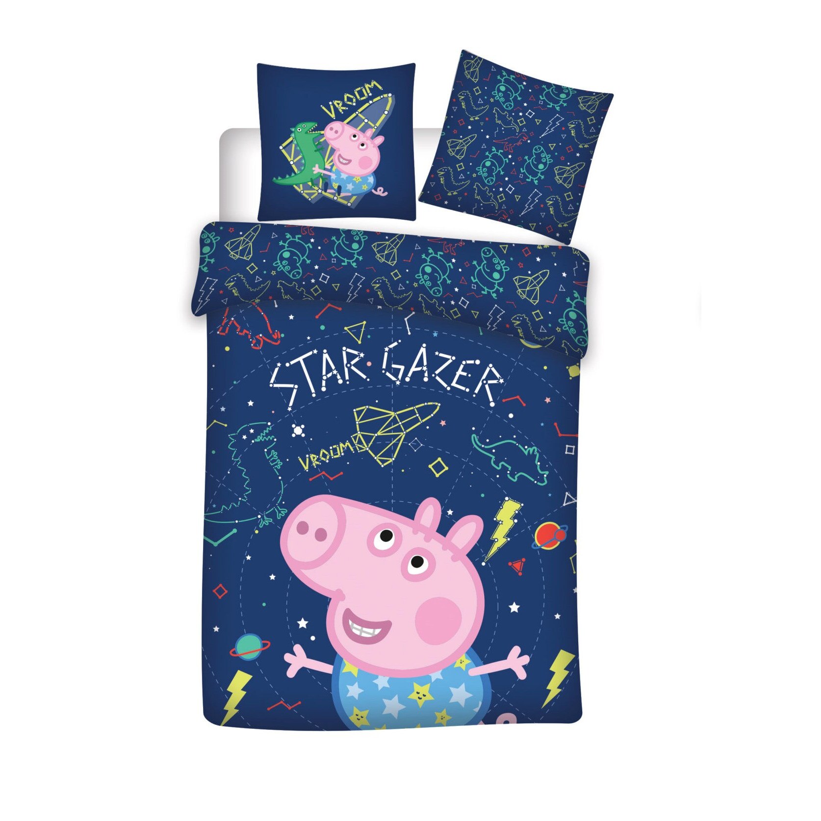 Set lenjerie de pat Junior 100 X 140 Cm, Glow In The Dark - George Pig