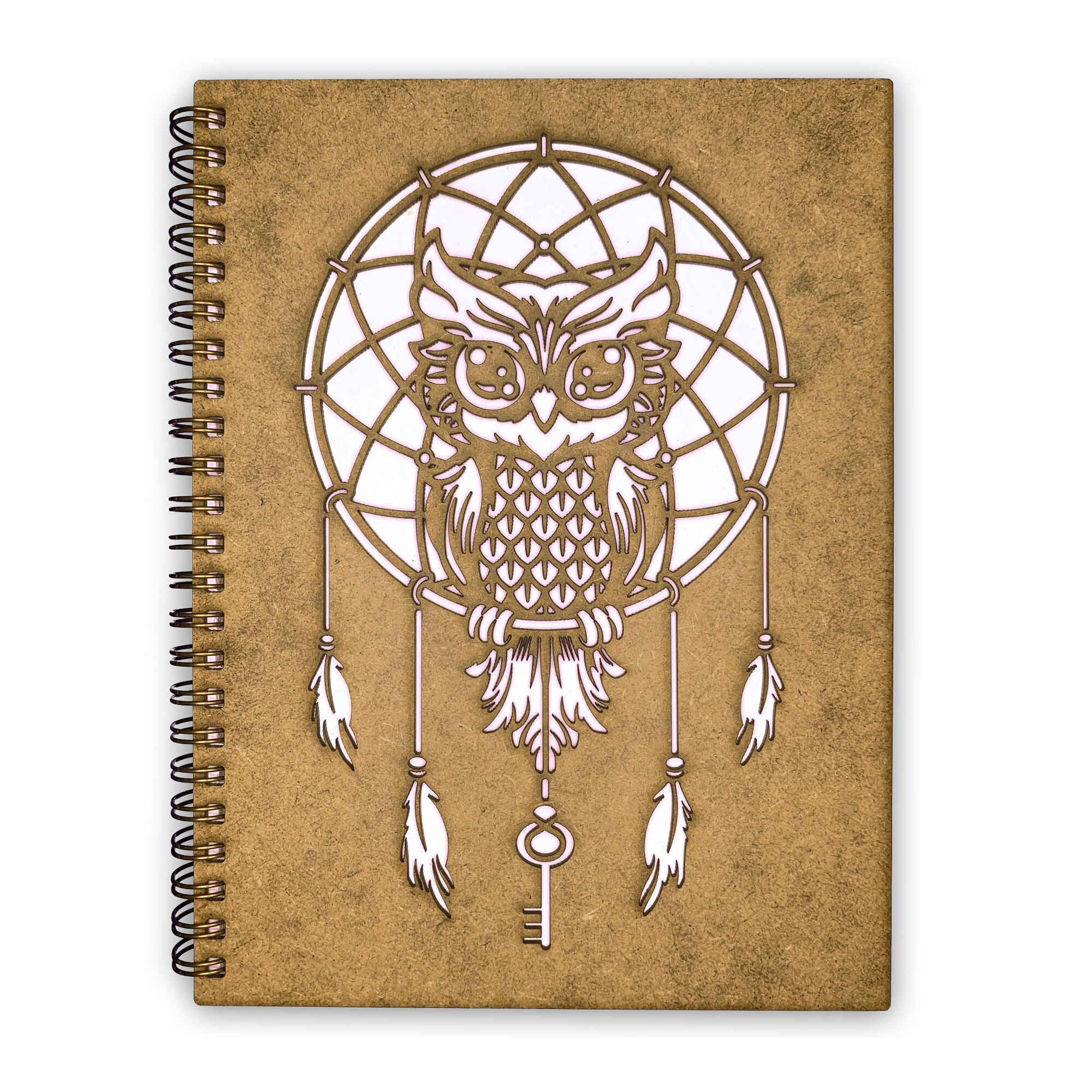 Agenda Lemn Decupata A5 80 file - Bufnita Dreamcatcher