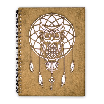 Agenda Lemn Decupata A5 80 file - Bufnita Dreamcatcher Agenda Lemn Decupata A5 80 file - Bufnita Dreamcatcher