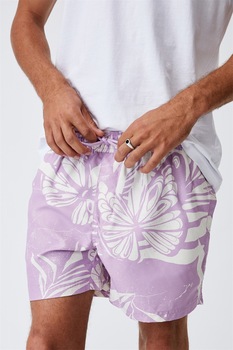 Cotton On, Pantaloni scurti de baie cu snur, Lila/Alb Cotton On, Pantaloni scurti de baie cu snur, Lila/Alb