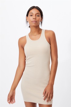 Cotton On, Rochie slim fit cu striatii, Maro camel Cotton On, Rochie slim fit cu striatii, Maro camel