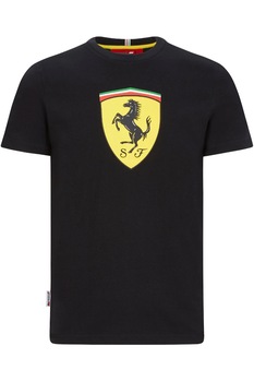 Tricou Scuderia Ferrari F1 Large Shield negru, 100% bumbac, Negru, M Tricou Scuderia Ferrari F1 Large Shield negru, 100% bumbac, Negru, M