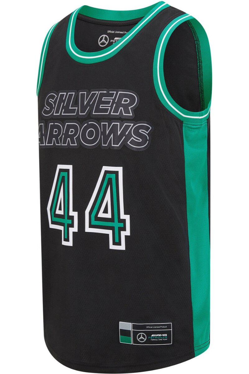 Tricou fara maneci Mercedes AMG Petronas F1 Lewis Hamilton, Poliester, Negru/Verde, 2XL