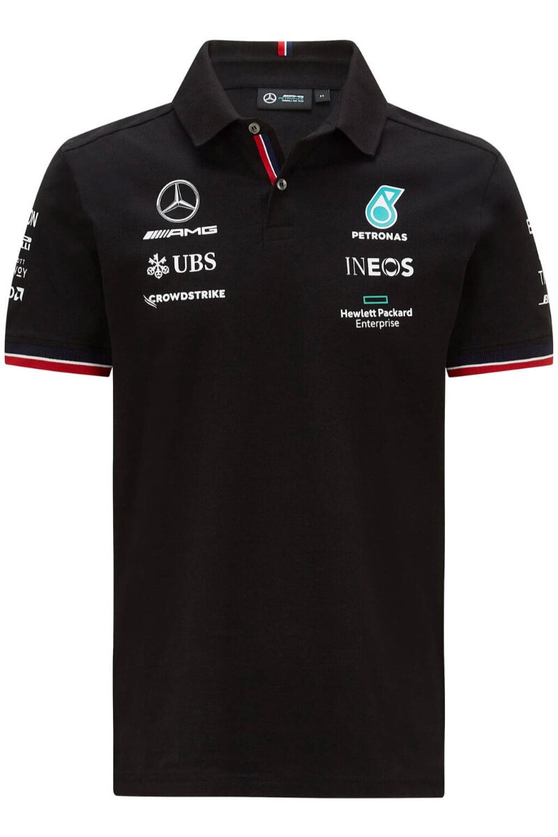 Tricou polo Mercedes AMG Petronas F1, Bumbac, Negru, S