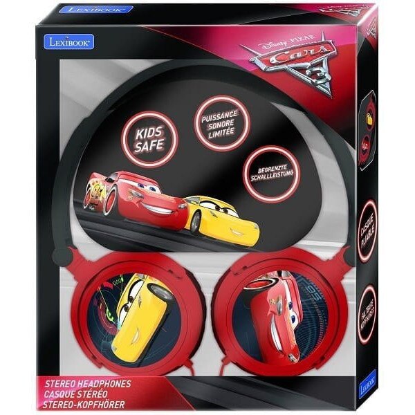 Casti Lexibook, Pliabile, Kids Safe Volume, Disney Cars, Rosu/Negru
