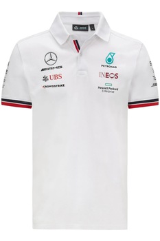 Tricou polo Mercedes AMG Petronas F1, Bumbac, Alb, M Tricou polo Mercedes AMG Petronas F1, Bumbac, Alb, M