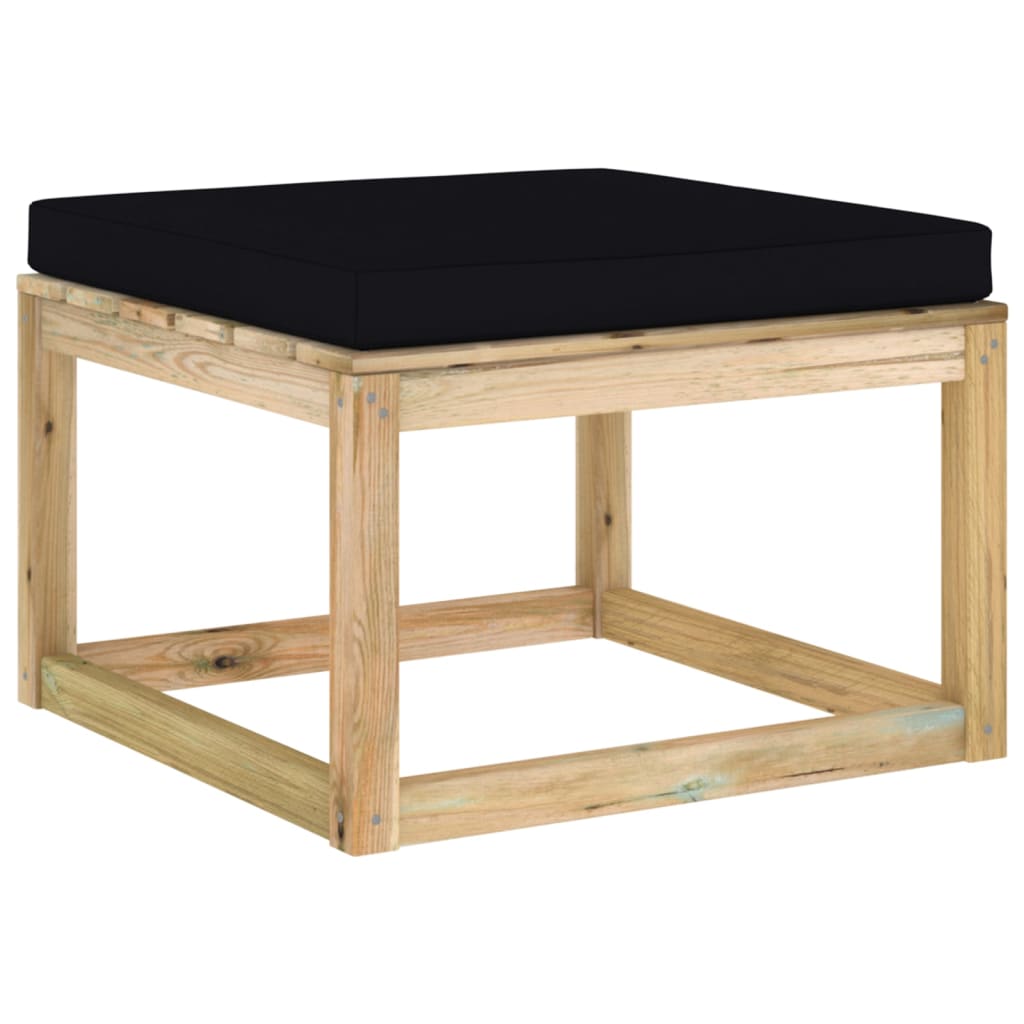 Taburet de gradina cu perna vidaXL, 60 x 60 x 36.5 cm, Maro/Negru
