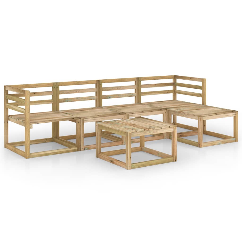 Set mobilier de gradina 6 piese, canapea L cu masuta, vidaXL, Lemn de pin tratat, Maro