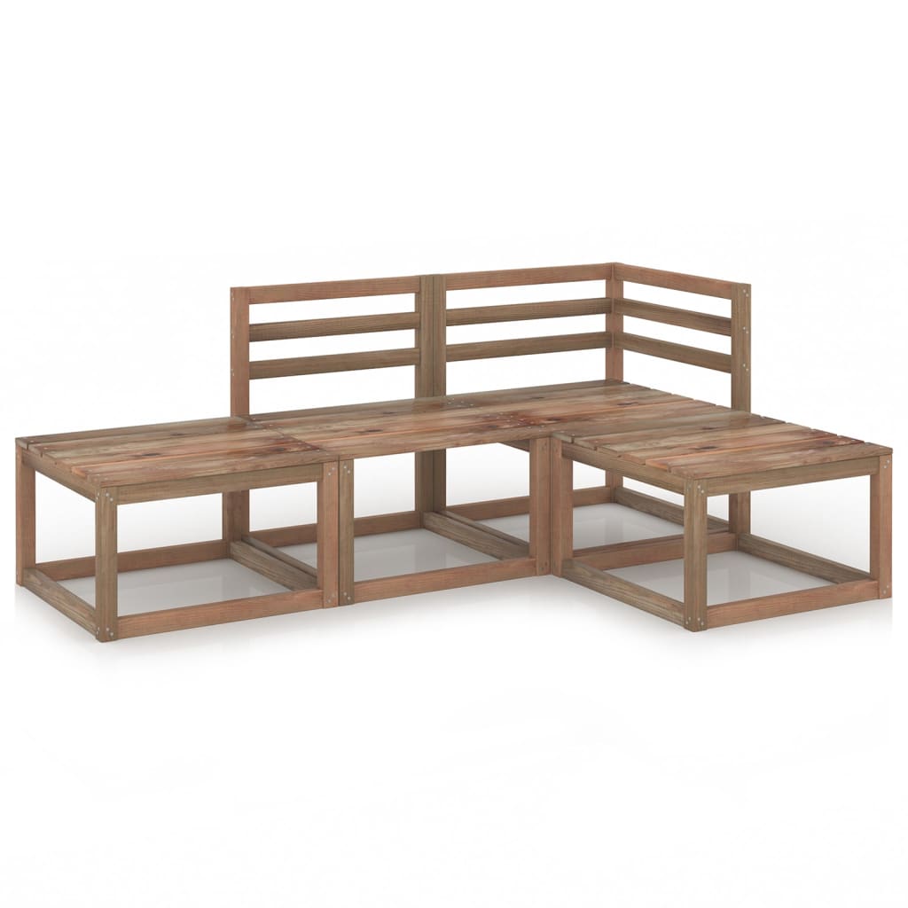 Set mobilier de gradina 4 piese set canapea L, vidaXL, Lemn de pin tratat, Maro
