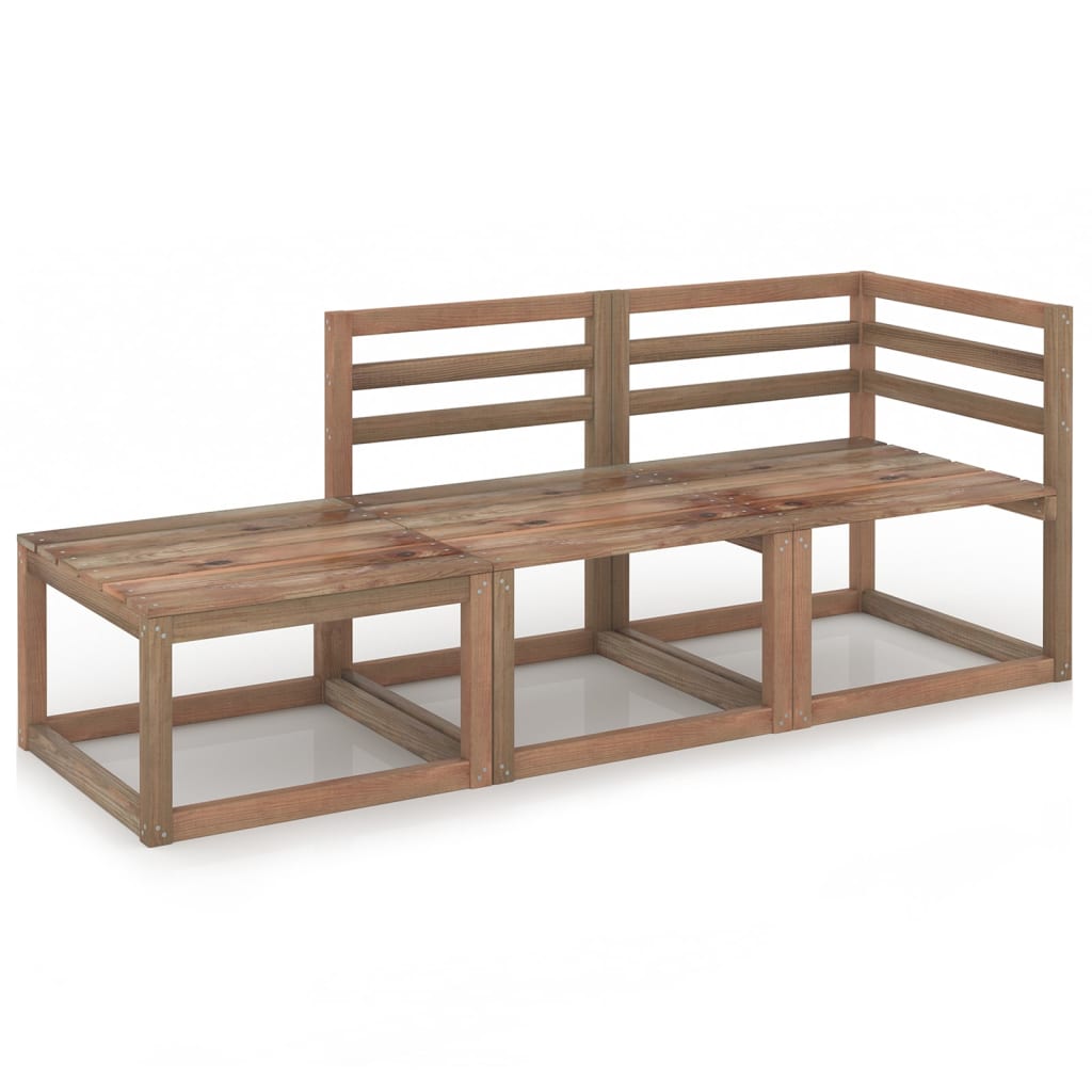 Set mobilier de gradina 3 piese set canapea, vidaXL, Lemn de pin tratat, Maro