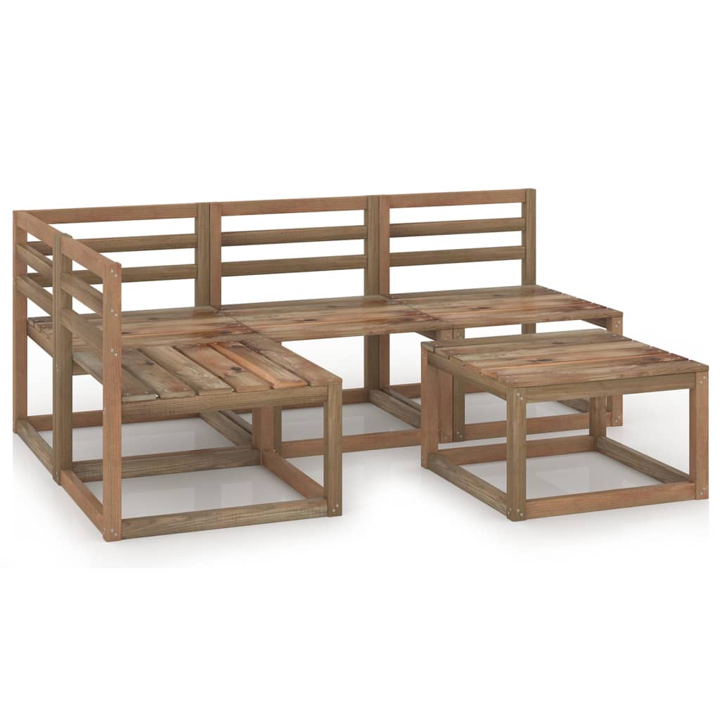 Set mobilier de gradina 5 piese set canapea cu masuta de cafea, vidaXL, Lemn de pin tratat, Maro