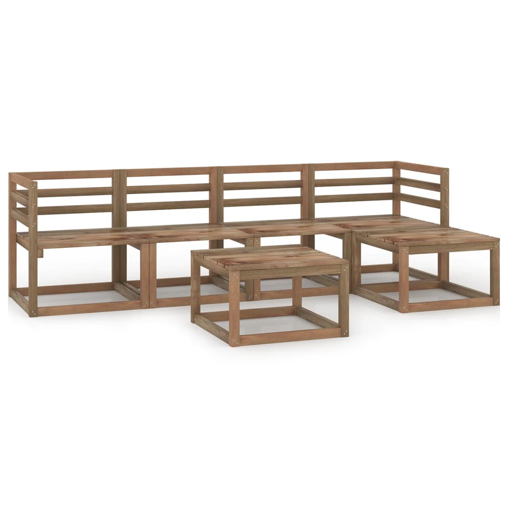 Set mobilier de gradina 6 piese set canapea in L cu masuta de cafea, vidaXL, Lemn de pin tratat, Maro