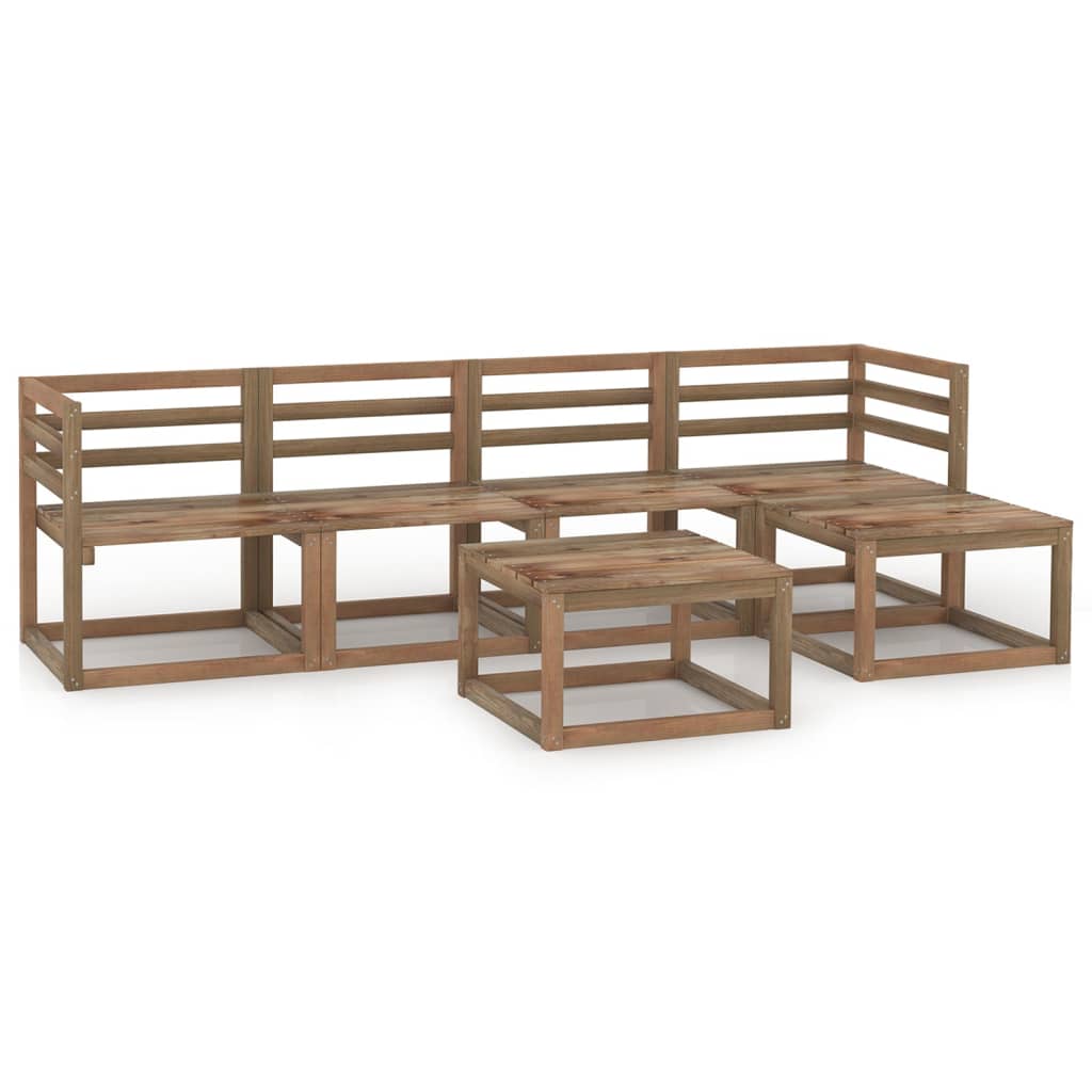 Set mobilier de gradina 6 piese set canapea cu masuta de cafea, vidaXL, Lemn de pin tratat, Maro