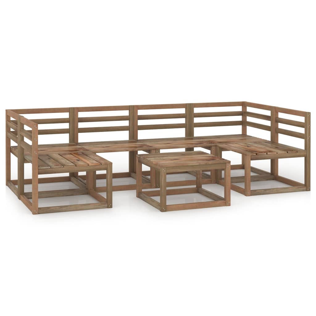 Set mobilier de gradina 7 piese set canapea cu masuta de cafea, vidaXL, Lemn de pin tratat, Maro