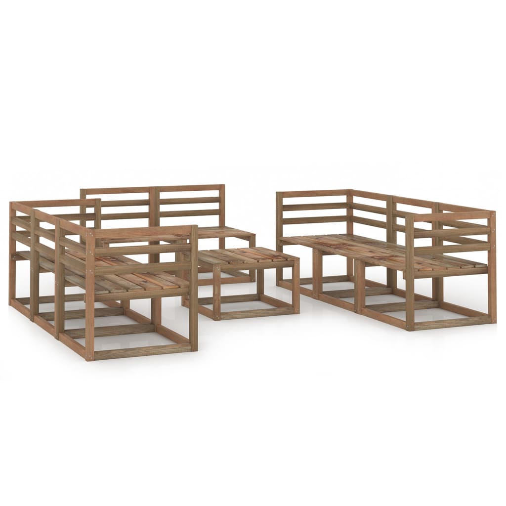 Set mobilier de gradina 9 piese set canapele cu masuta cafea, vidaXL, Lemn de pin tratat, Maro