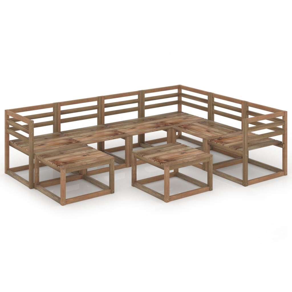 Set mobilier de gradina 8 piese set canapea cu masuta cafea, vidaXL, Lemn de pin tratat, Maro