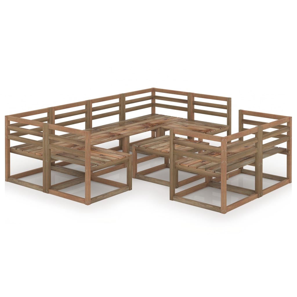 Set mobilier de gradina 9 piese set canapea cu masuta de cafea, vidaXL, Lemn de pin tratat, Maro