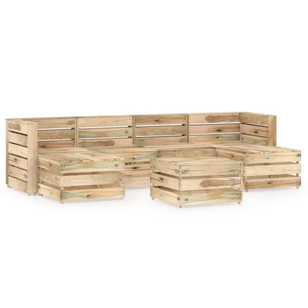 Set mobilier de gradina 7 piese, vidaXL, Lemn de pin tratat, Maro