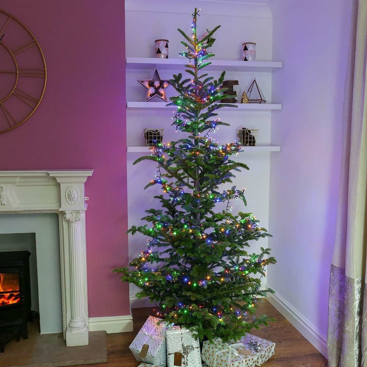 Instalatie Craciun, 20 m, 200 Led-uri ,Liniara, Multicolor, 2 culori pe LED, 8 jocuri de lumini, Transformator cu telecomanda, Interconectabila, Prelungitor 3 m inclus, Fir Verde, Flippy