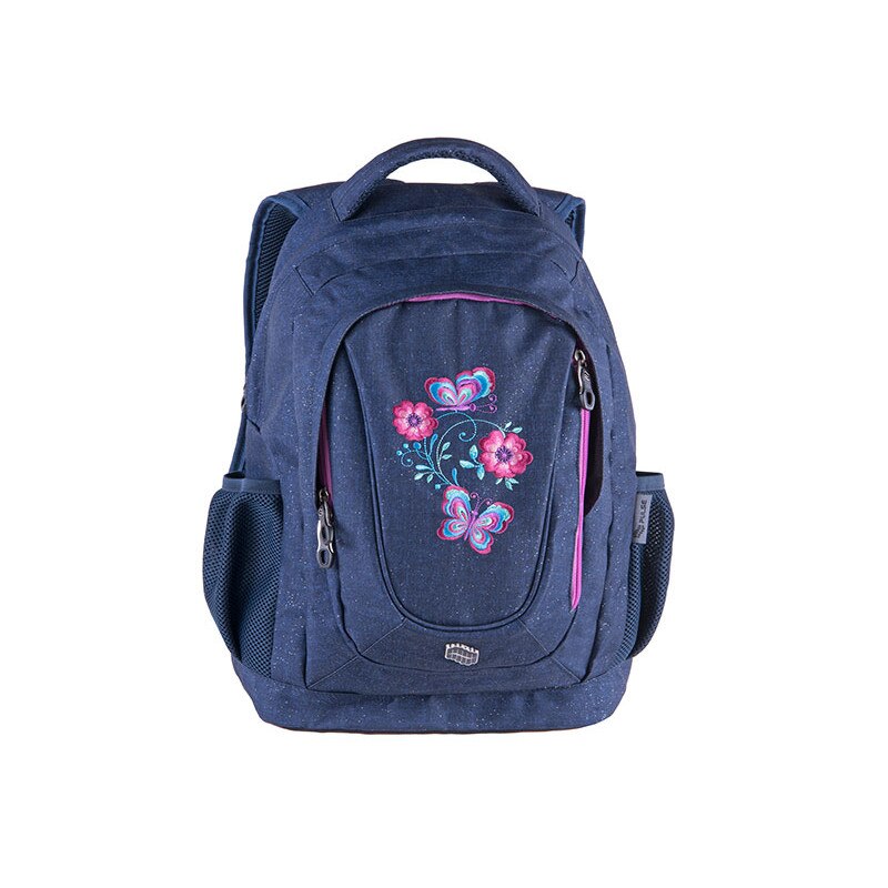 Rucsac Pulse, Music cu conectori pentru casti, Jeans Flower, 43 x 30 x 20 cm