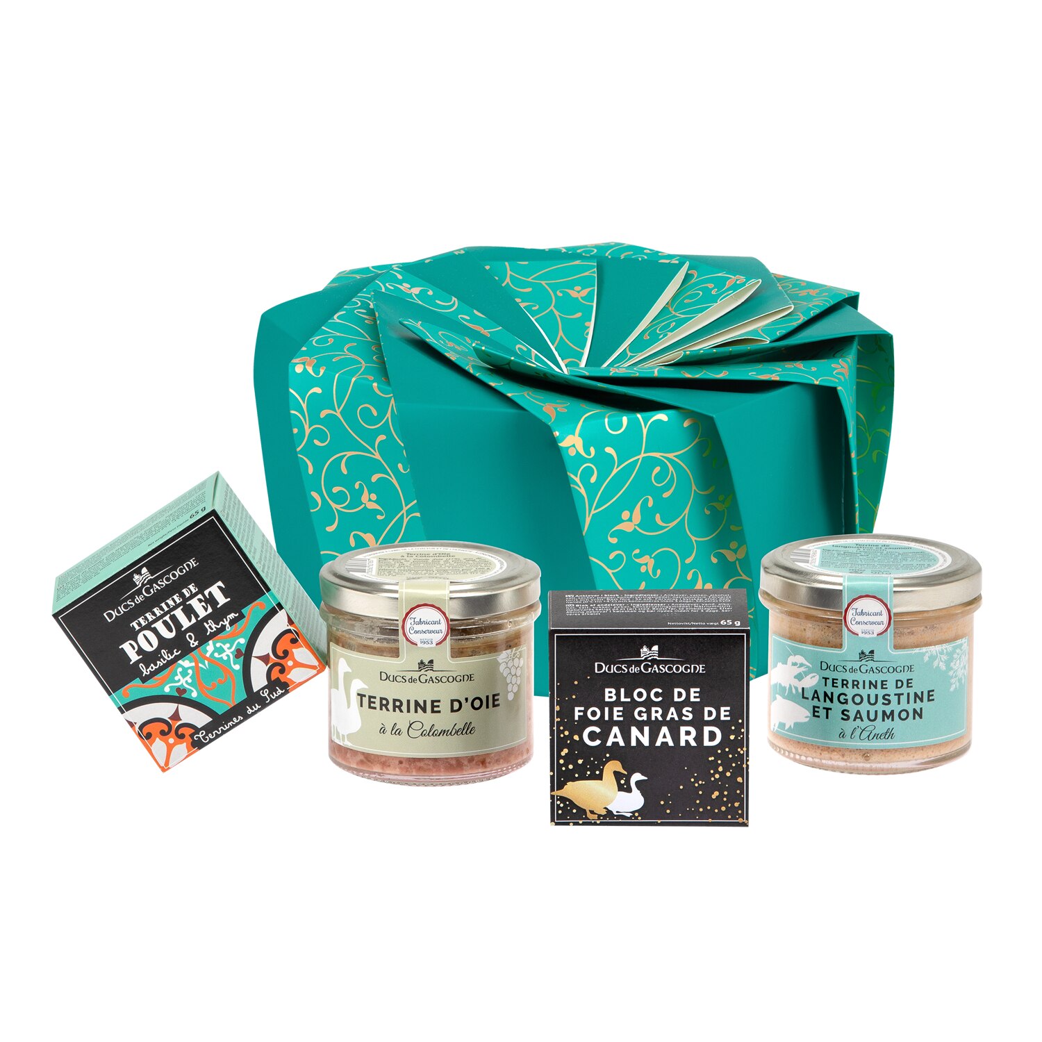 Cos cadou L'Origami cu delicatese si terine pentru Sarbatori, Ducs de Gascogne, 4 produse